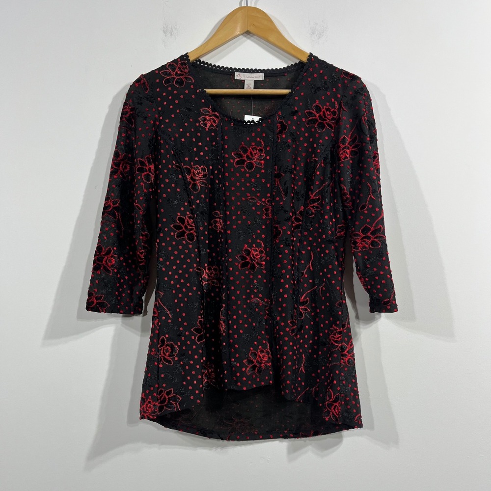 Dressbarn‎ Y2K Corset Floral Renfair Polka Dot Top Womens XL Fairy Grunge VTG